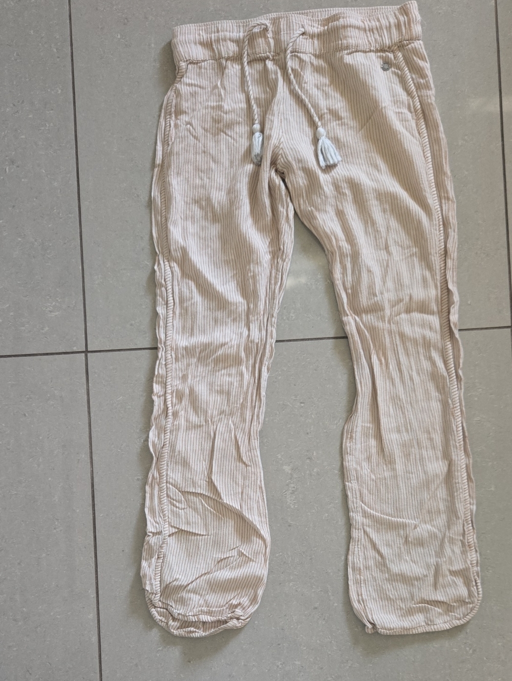 Roxy Light Beige Corduroy Drawstring Joggers